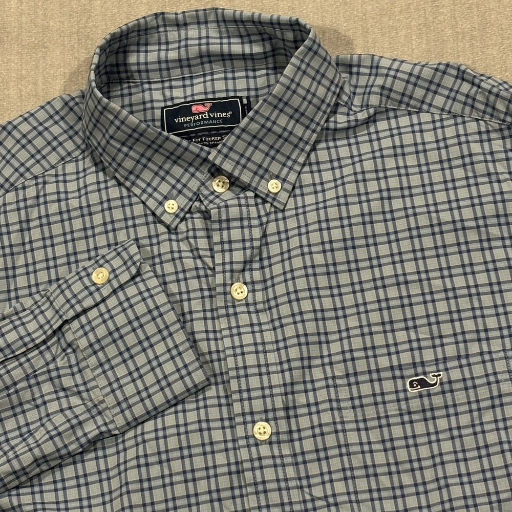 Vineyard Vines Performance Button Down Shirt Mens Medium Blue Classic Fit